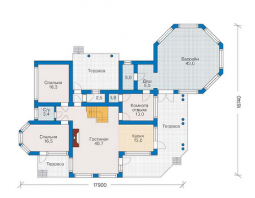 План первого этажа дома 10-08