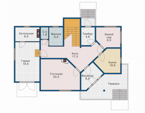 План первого этажа дома 10-53