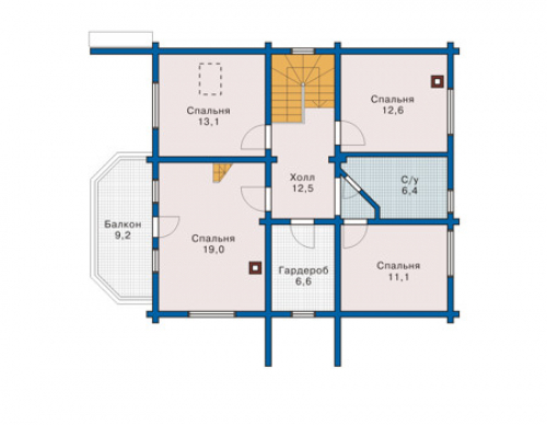 План мансардного этажа дома 10-55