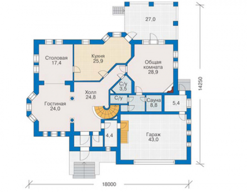 План первого этажа дома 30-60