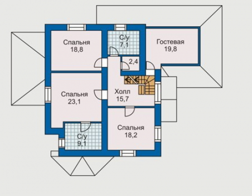 План второго этажа дома 30-72