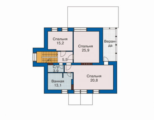 План второго этажа дома 32-90