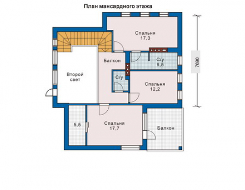 План мансардного этажа дома 33-05