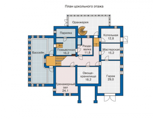 План цокольного этажа дома 33-34