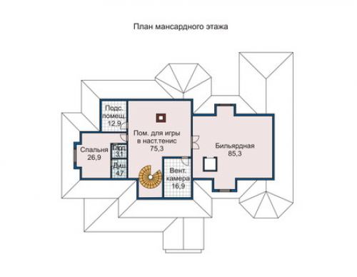 План мансардного этажа дома 33-64
