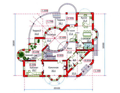План первого этажа дома 34-18