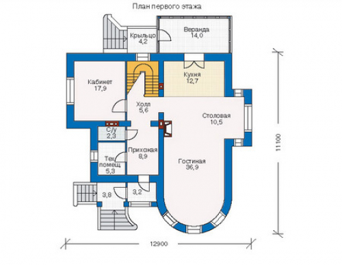 План первого этажа дома 34-45
