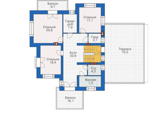 План второго этажа дома 38-84