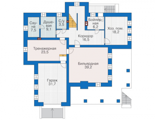 План цокольного этажа дома 39-07