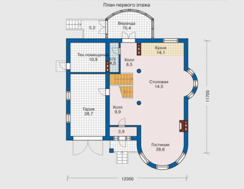 План первого этажа дома 50-75