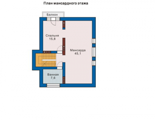 План мансардного этажа дома 51-34