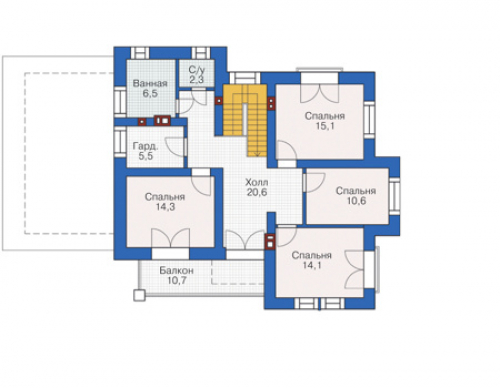 План второго этажа дома 55-80
