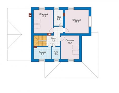 План мансардного этажа дома 56-29