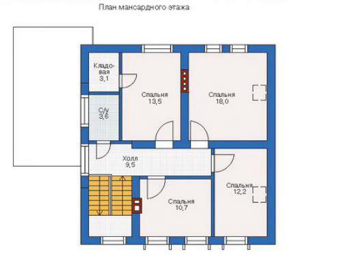 План мансардного этажа дома 71-04