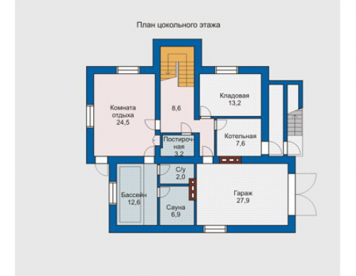 План цокольного этажа дома 10-21