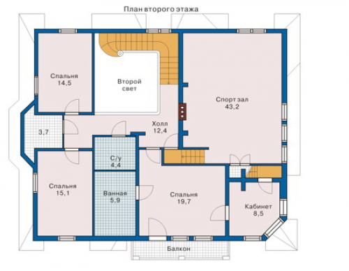 План второго этажа дома 10-36