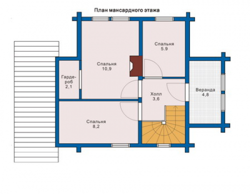 План мансардного этажа дома 10-58