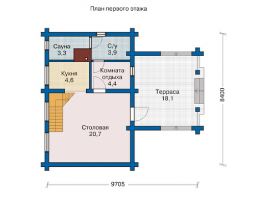 План первого этажа дома 10-80