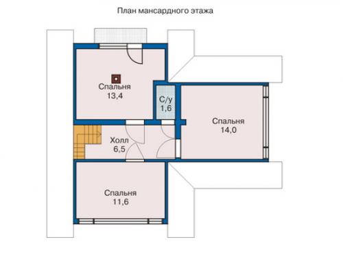 План мансардного этажа дома 10-80