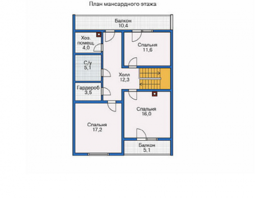 План мансардного этажа дома 11-44