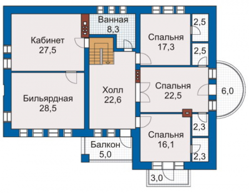 План второго этажа дома 30-53