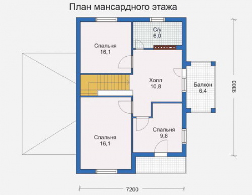 План мансардного этажа дома 31-50