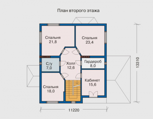 План второго этажа дома 31-75