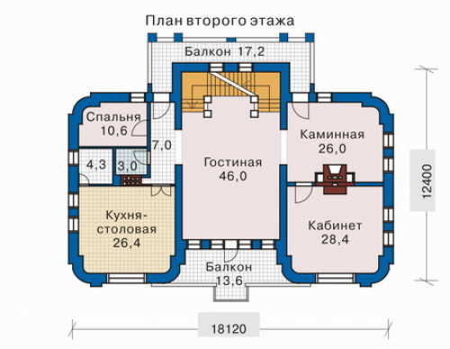 План второго этажа дома 32-34