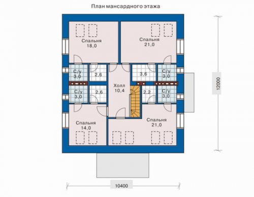 План мансардного этажа дома 32-42