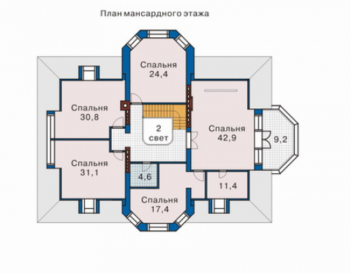 План мансардного этажа дома 32-44