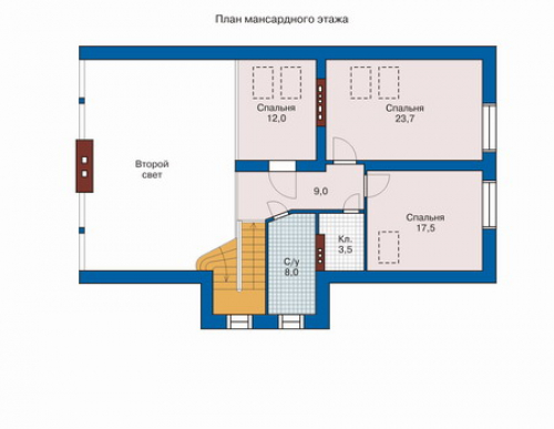 План мансардного этажа дома 32-51