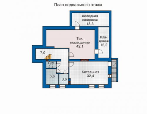 План цокольного этажа дома 32-90