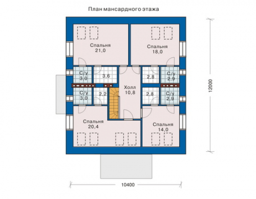 План мансардного этажа дома 33-47