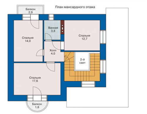 План мансардного этажа дома 33-56