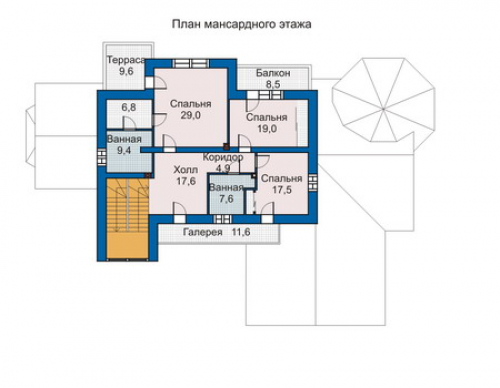 План мансардного этажа дома 33-79