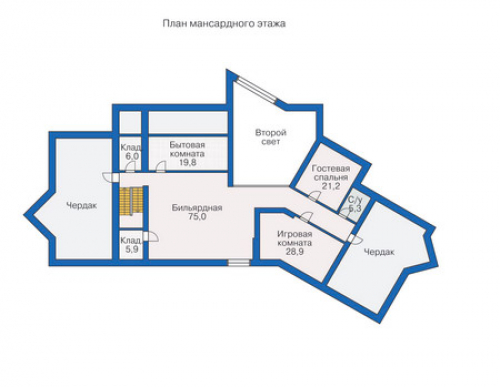 План мансардного этажа дома 35-54