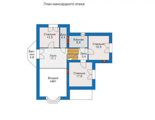 План мансардного этажа дома 35-69