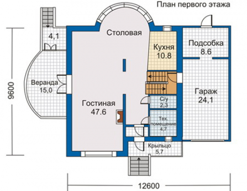 План первого этажа дома 50-07