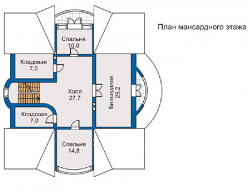 План мансардного этажа дома 50-13