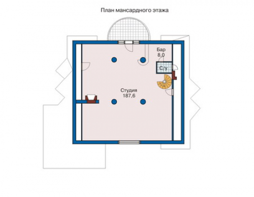 План мансардного этажа дома 50-87