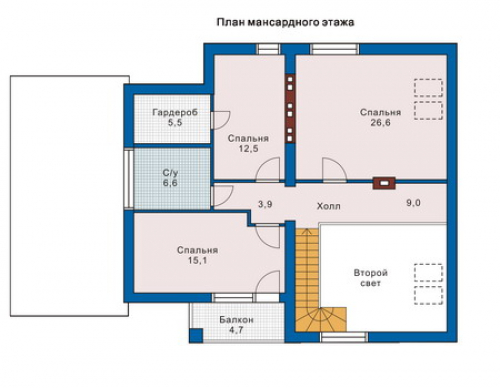 План мансардного этажа дома 51-32
