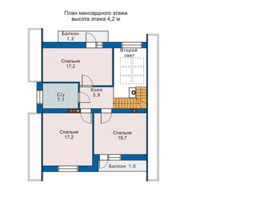 План мансардного этажа дома 51-60