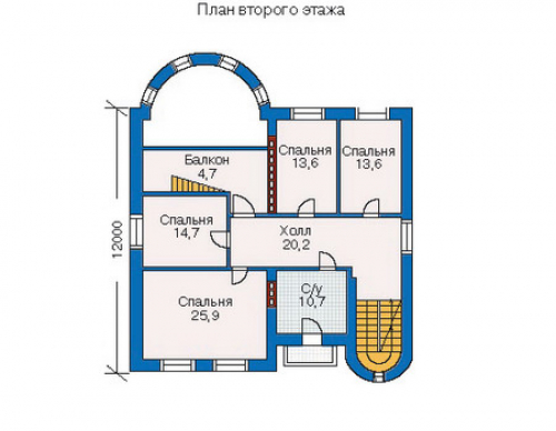 План второго этажа дома 52-76