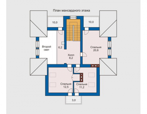 План мансардного этажа дома 10-21