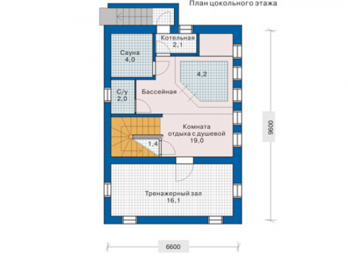 План цокольного этажа дома 10-38