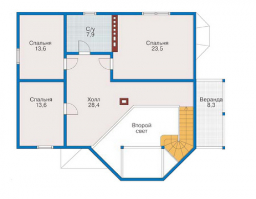 План мансардного этажа дома 10-87