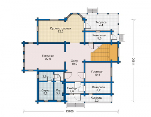 План первого этажа дома 10-90