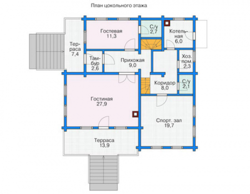 План цокольного этажа дома 11-79