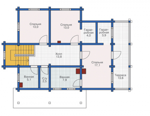 План мансардного этажа дома 12-35
