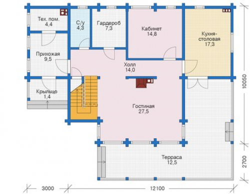 План первого этажа дома 12-44